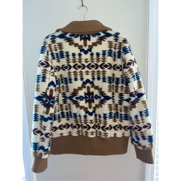Pendleton Foxglove Fleece Bomber Jacket Aztec Women’s XL Tan Southwestern Aztec - Picture 4 of 6